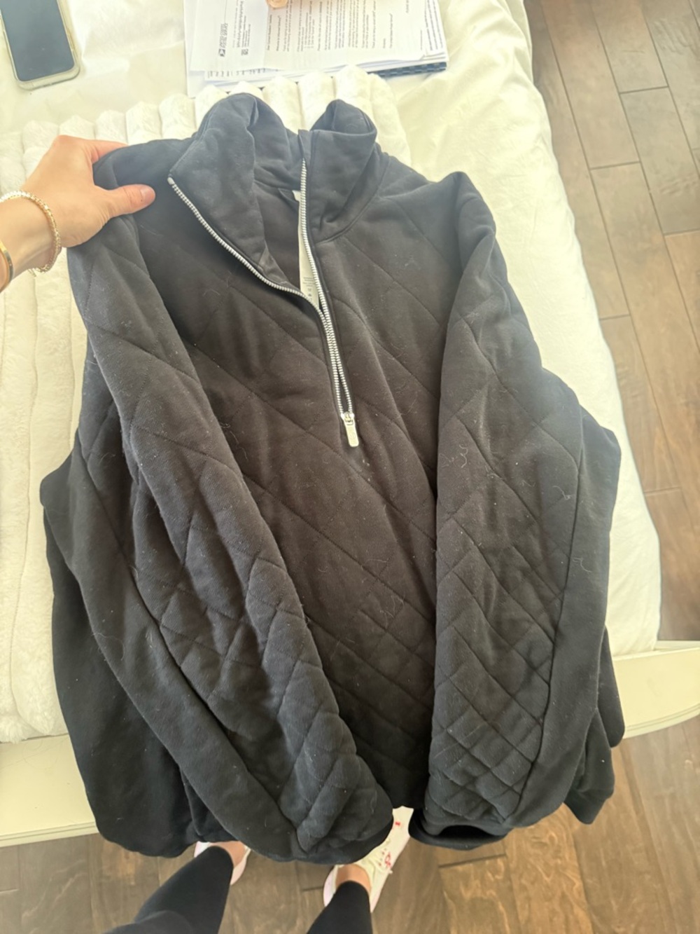 lululemon athletica Black Quilted Half-Zip Pullover